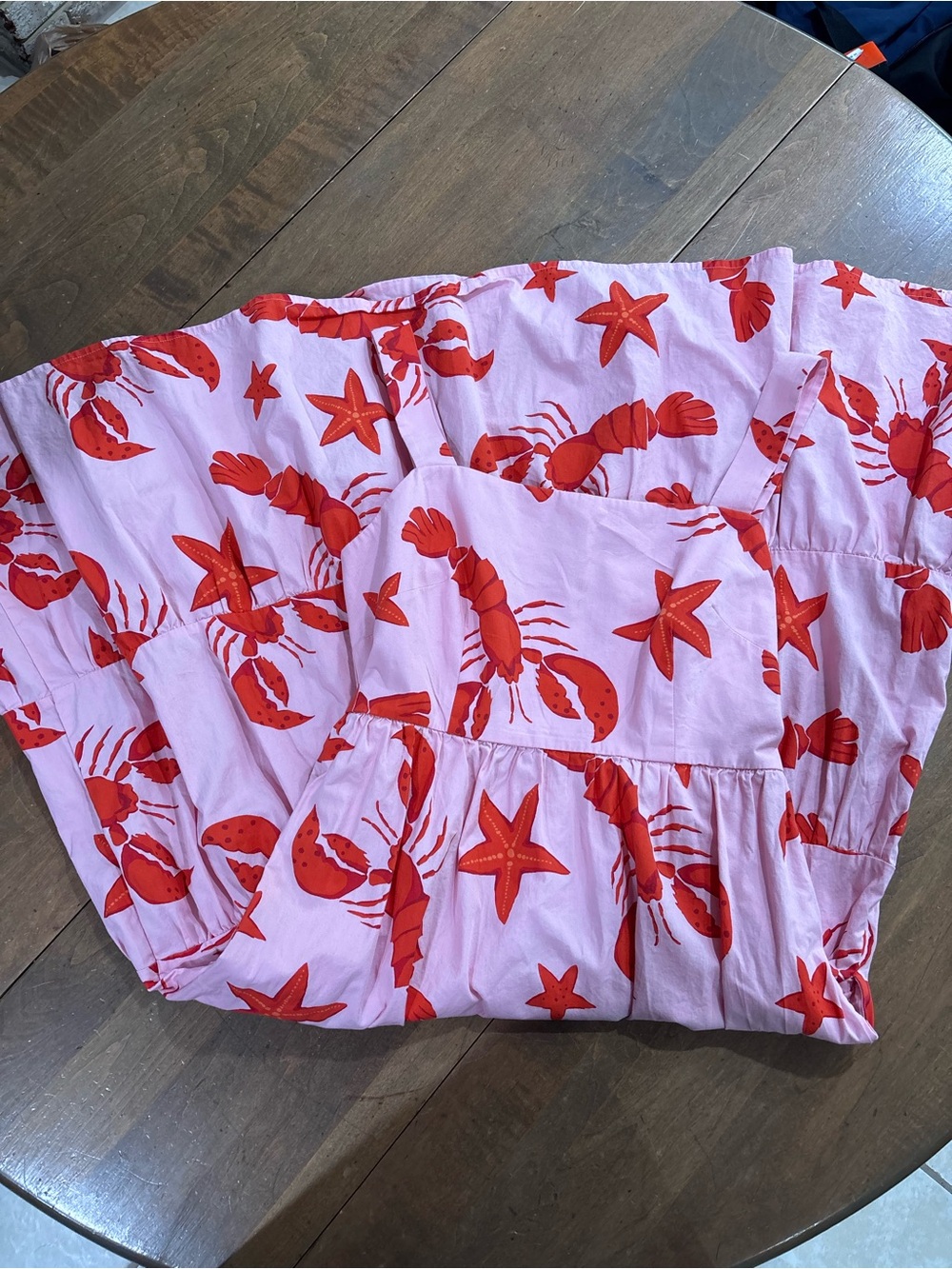 J. Crew Women’s Pink Red Lobster Print Tiered Midi Summer Dress Size 6